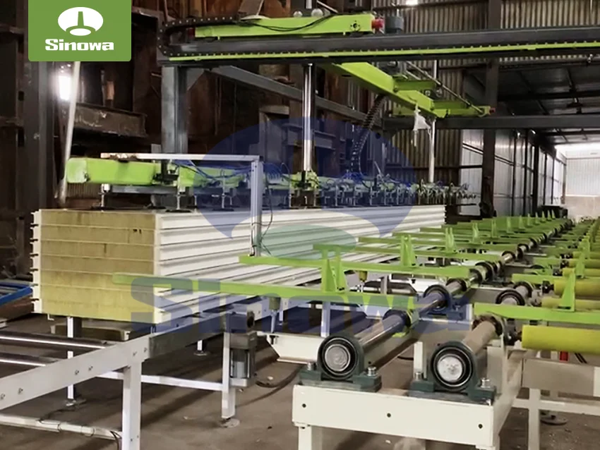 Edge Sealing Rock Wool Color Steel Sandwich Panel Production Line